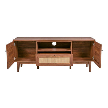 Finley 59 in. Farmhouse Caned TV Stand with Drawer and Storage Doors Fits TVs up to 65 in. with Cable Management - JONATHAN Y